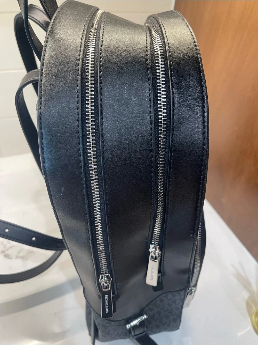 Michael Kors Black MK Logo Dome Backpack
